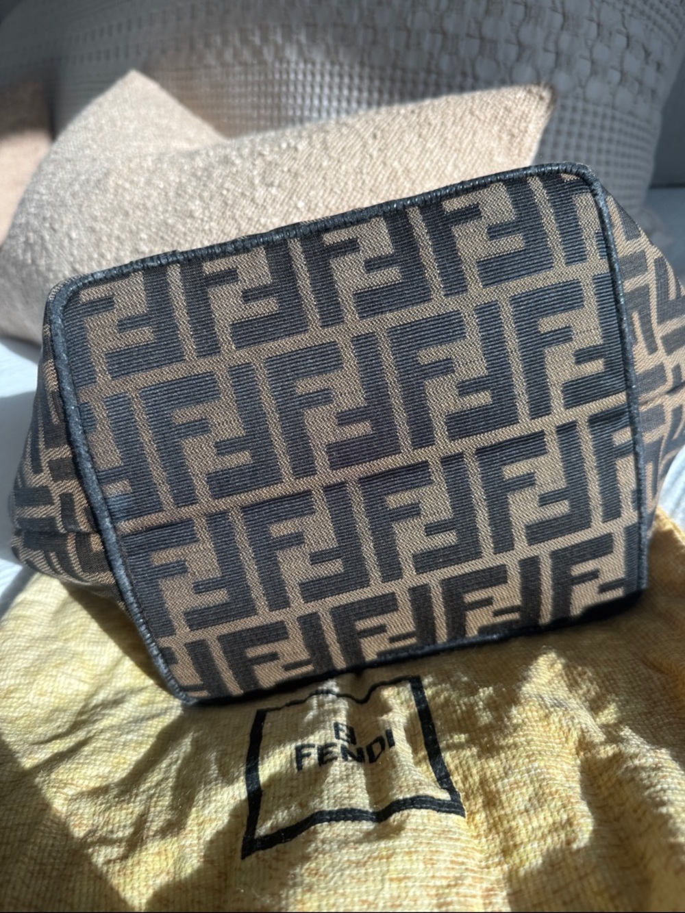 Fendi Zucca Mini Tote Bag Vintage FF Logo Brown Canvas Authenticated w/ COA - Picture 7 of 13